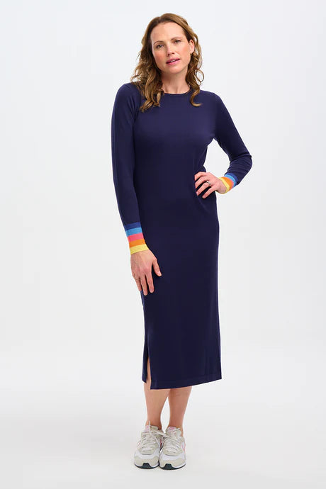 LISELLE KNIT DRESS (NAVY/SUNSET CUFFS)