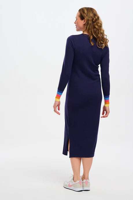 LISELLE KNIT DRESS (NAVY/SUNSET CUFFS)