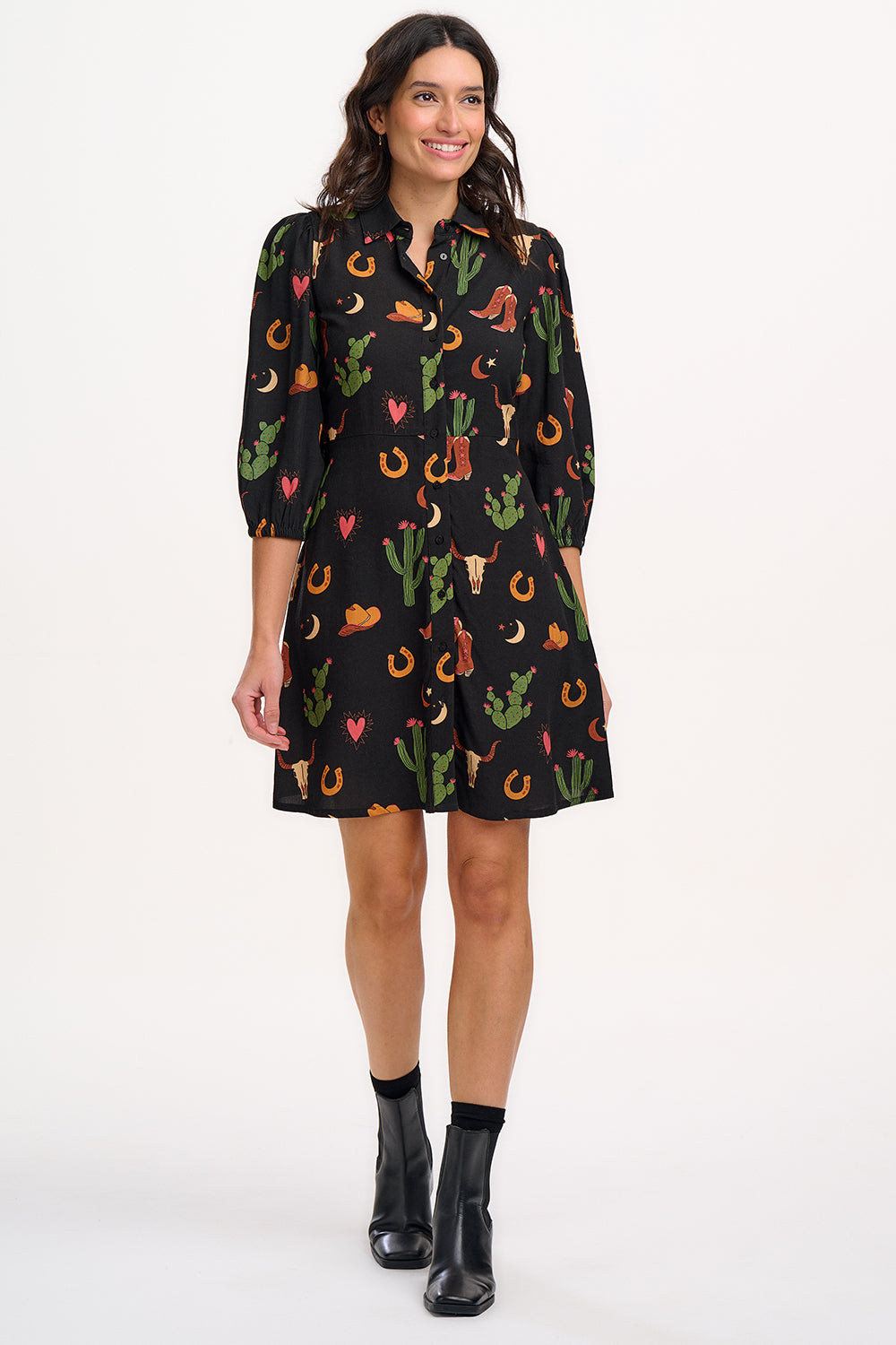 Mildred Shirt Dress (Black/Cowgirl Print) | Love Cherish | Dress Mildred Shirt Dress (Black/Cowgirl Print) | Love Cherish | Dress