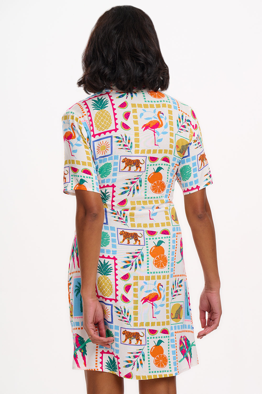 Dessie Mini Shirt Dress (Off-White/Jungle Tile)