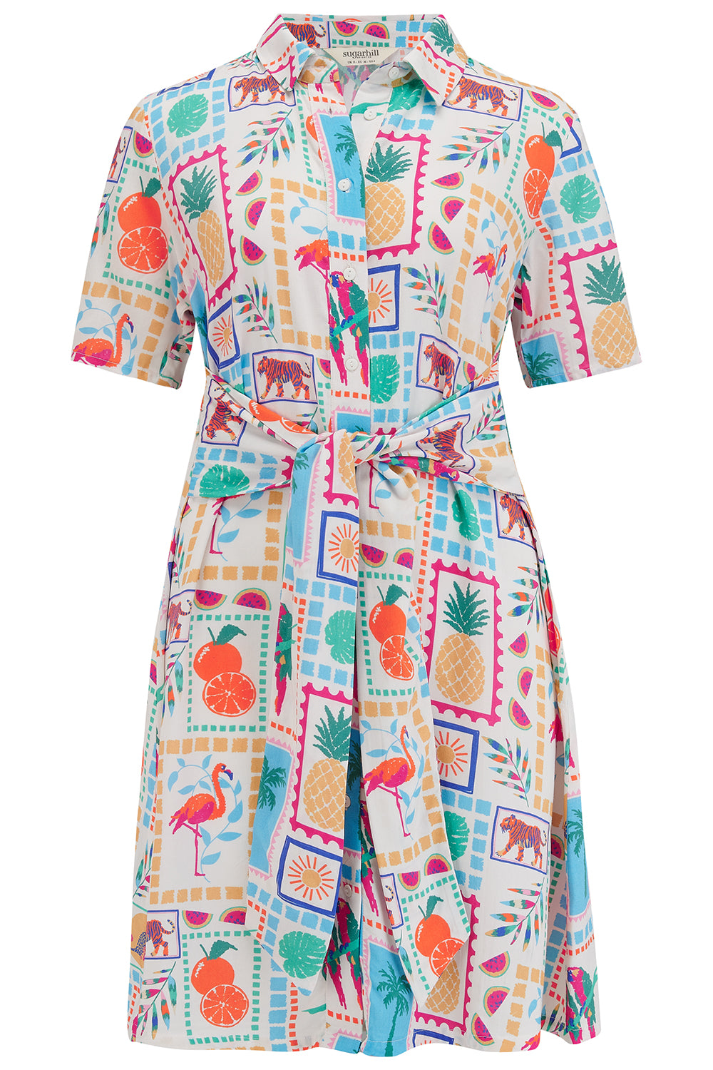 Dessie Mini Shirt Dress (Off-White/Jungle Tile)