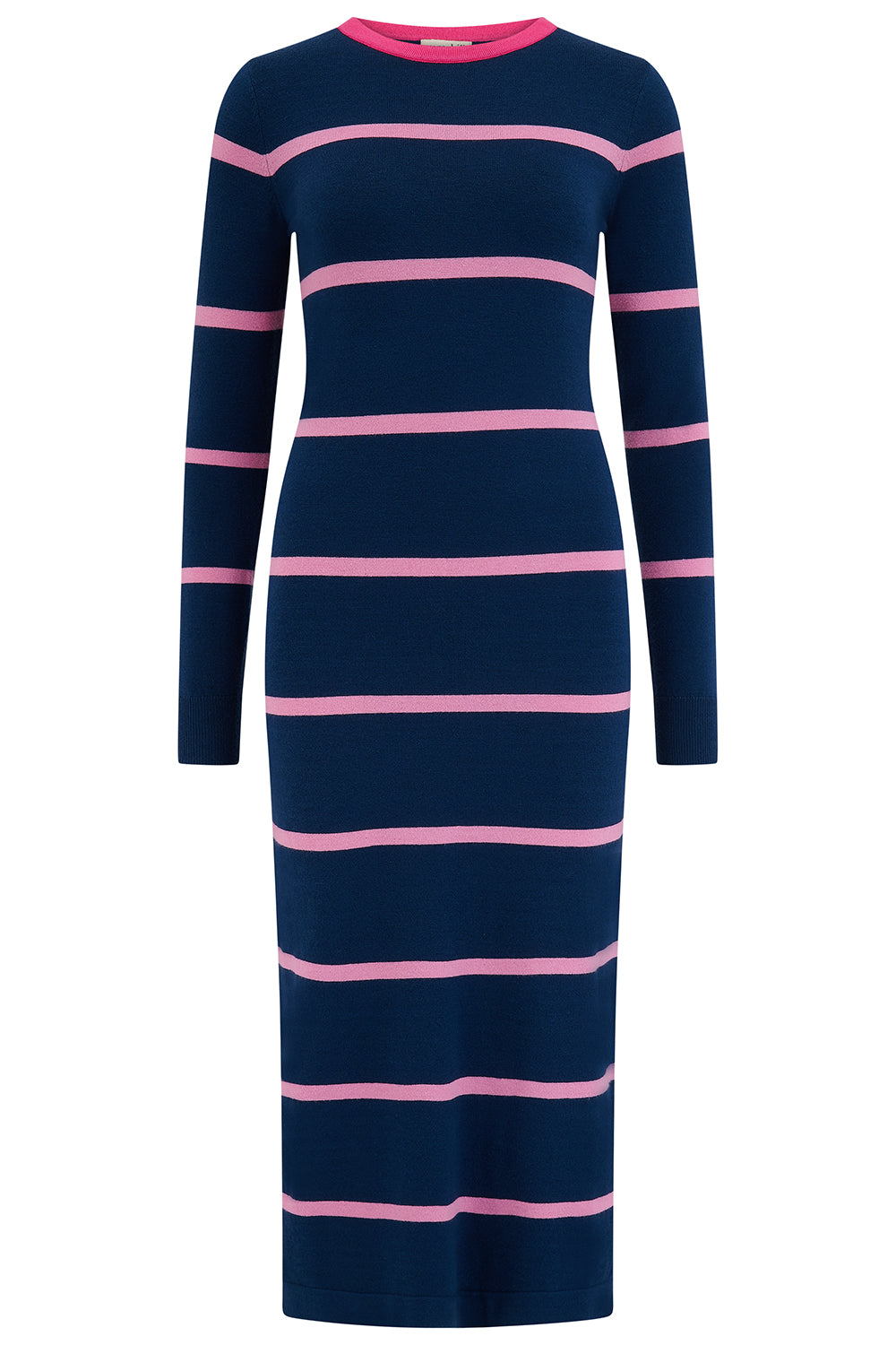 Liselle Midi Knit Dress (Teal/Pink Stripes)
