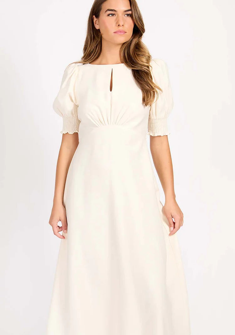 Callie Keyhole Midaxi Dress (Cream)