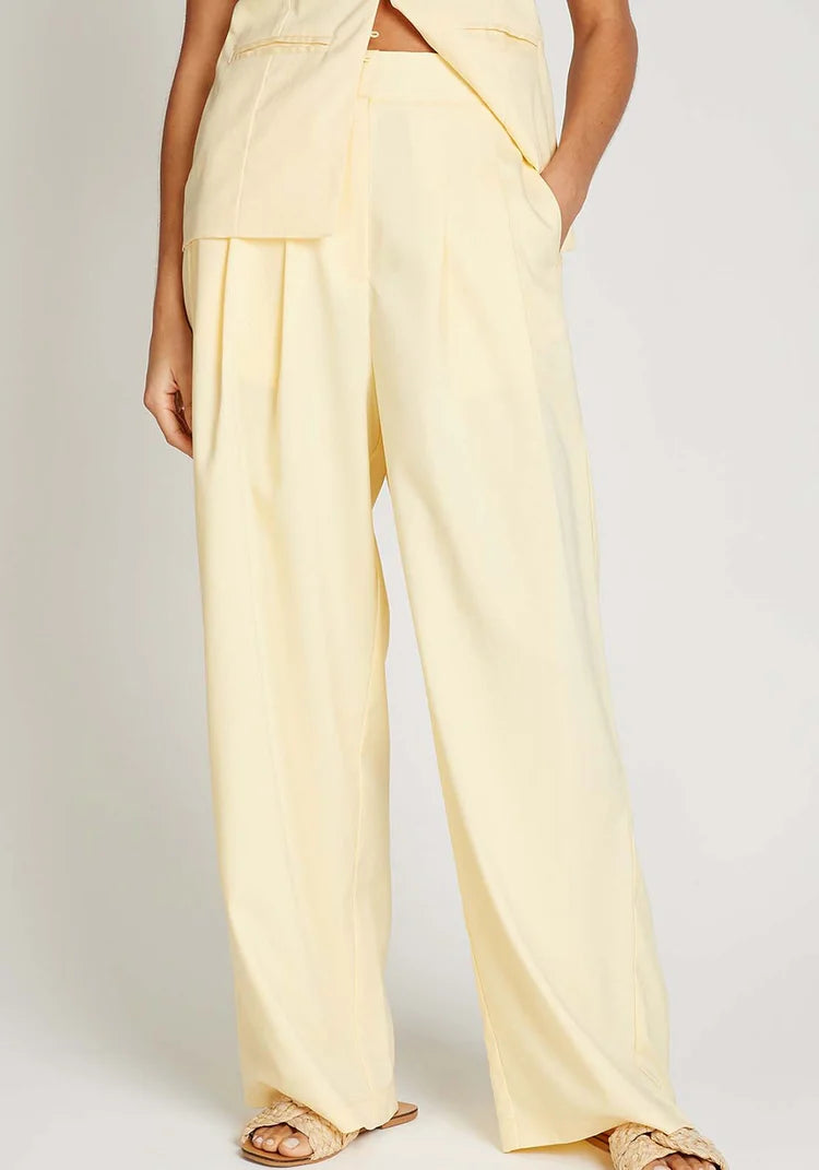 Brielle Wide Leg Trousers (Butter Yellow)