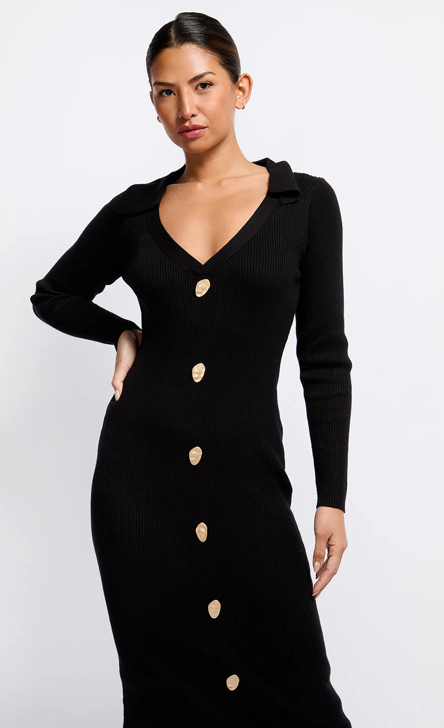 Layla Knit Midaxi Dress (Black)