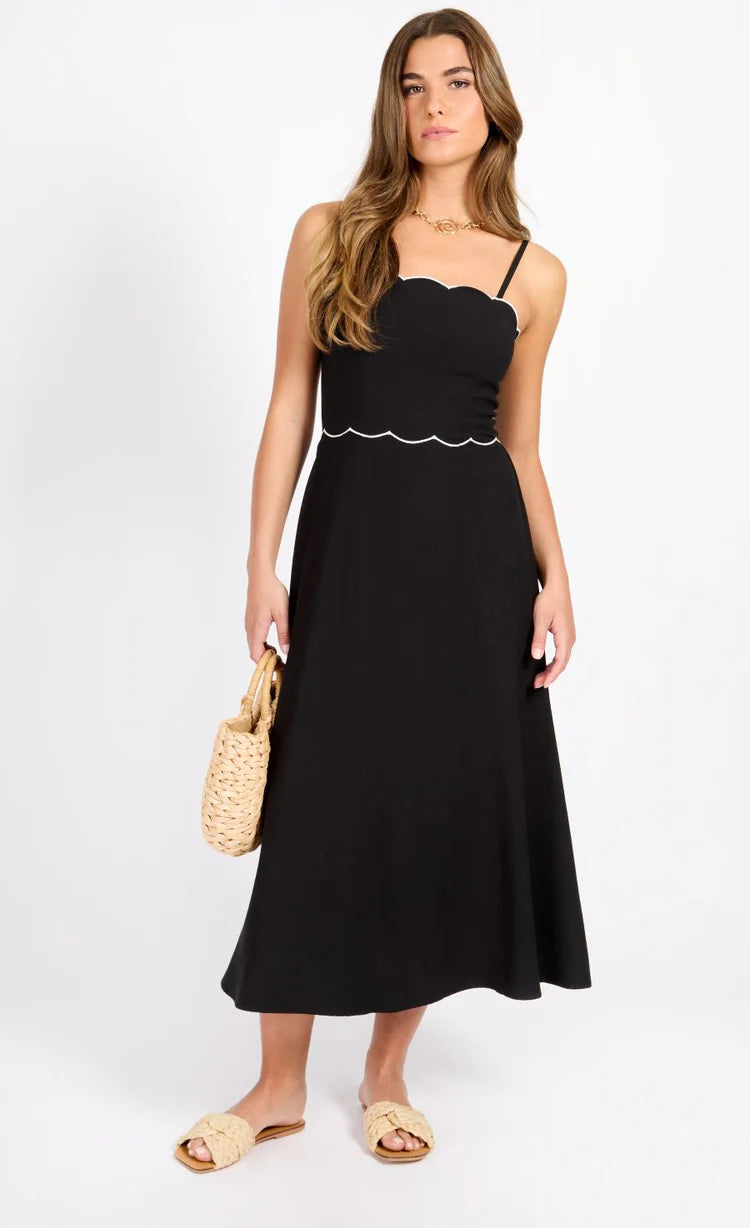 Brooke Cut Out Midi Dress (Black/White)