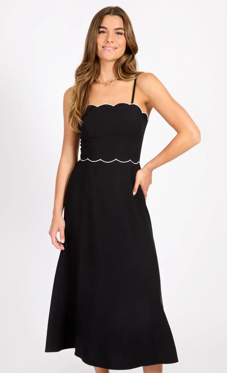 Brooke Cut Out Midi Dress (Black/White)