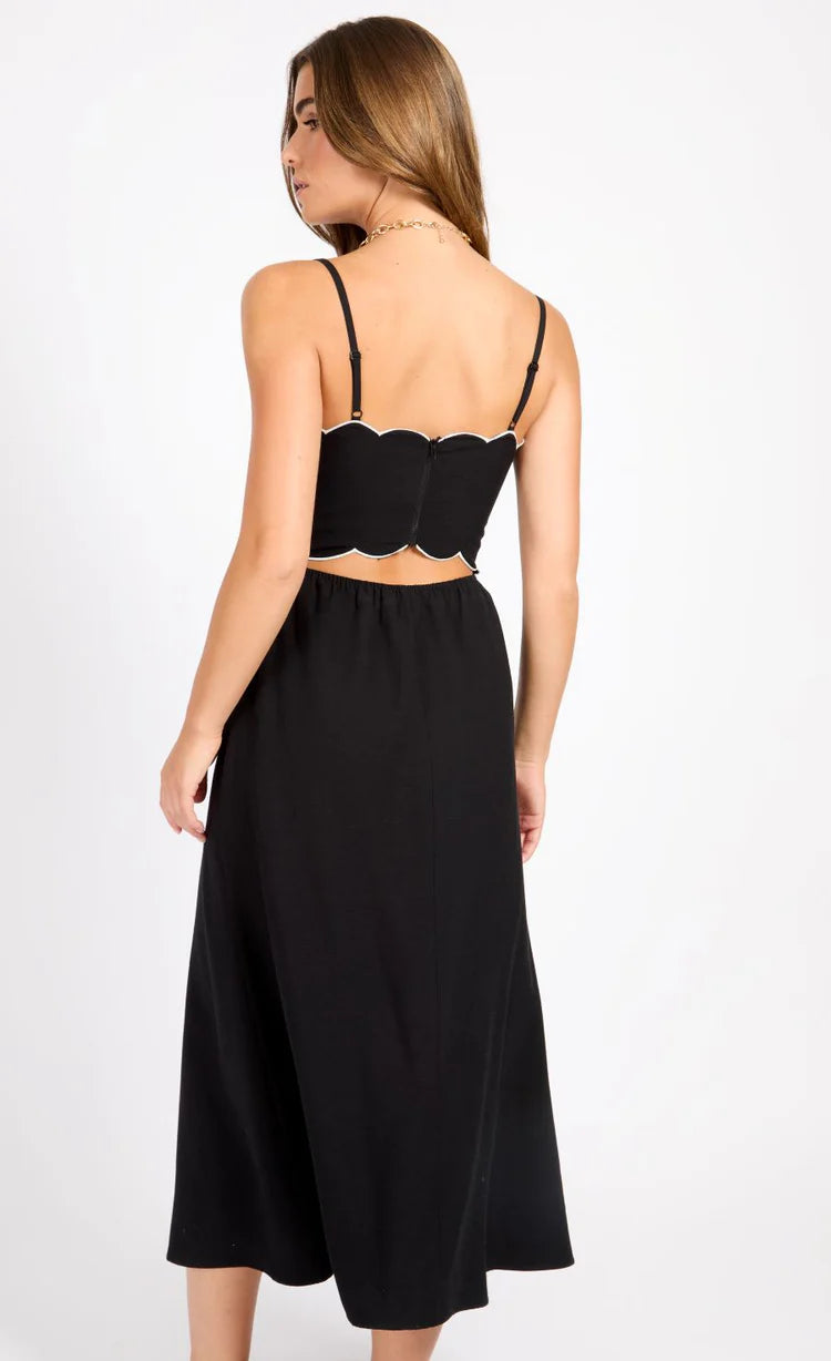Brooke Cut Out Midi Dress (Black/White)