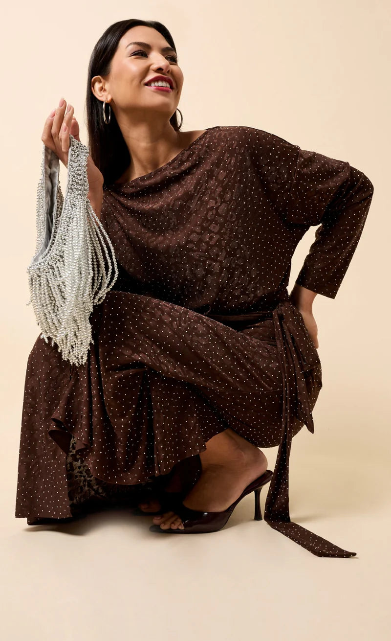 Lysandra Cut-Out Midaxi Dress (Chocolate)