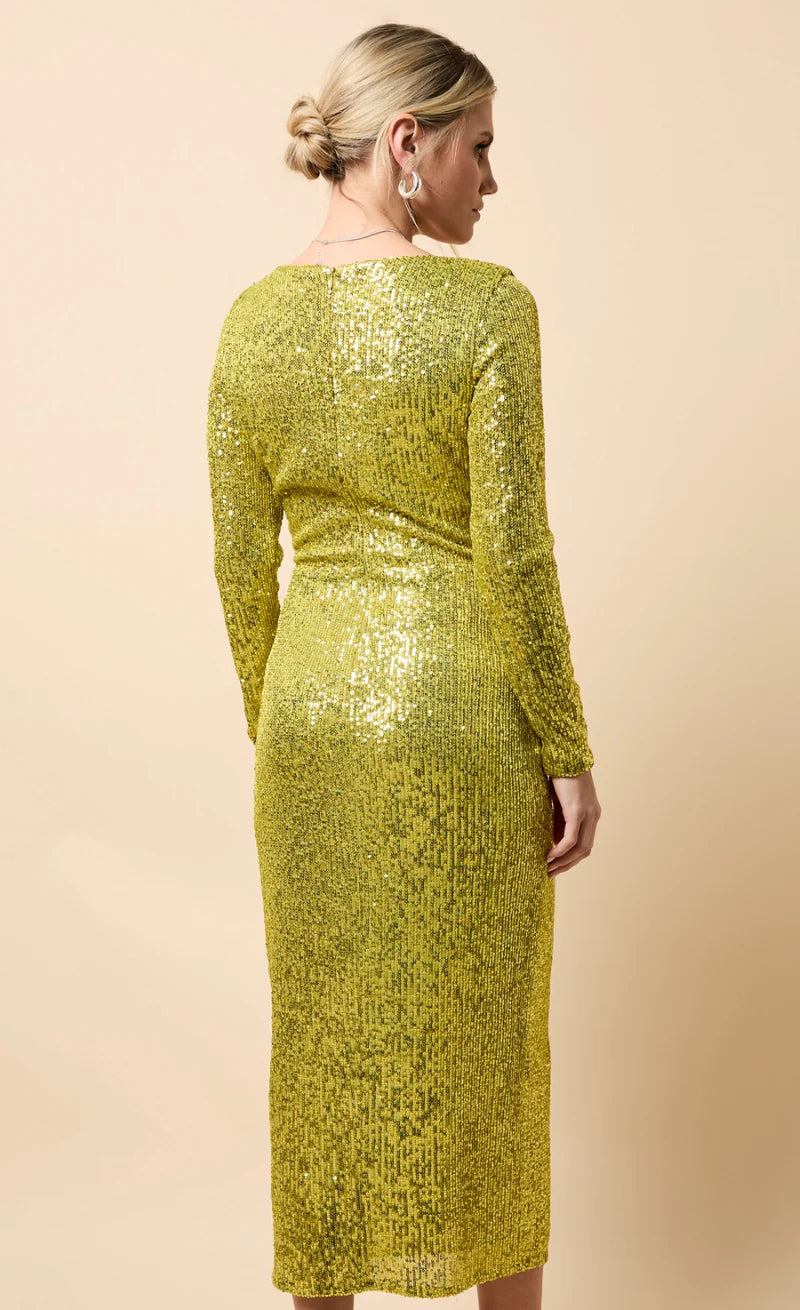 Solange Sequin Midaxi Dress (Lime)
