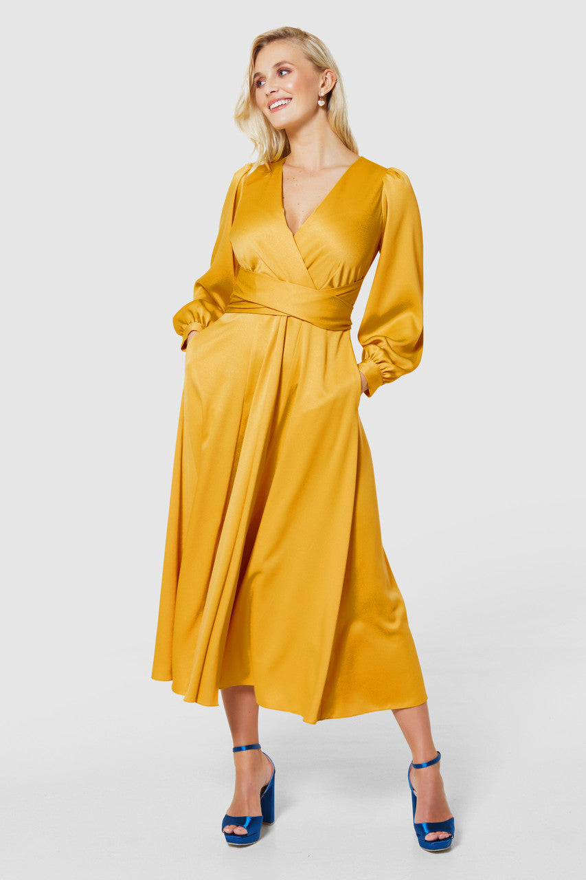 Earla Full Skirt Midi Dress (Yellow)