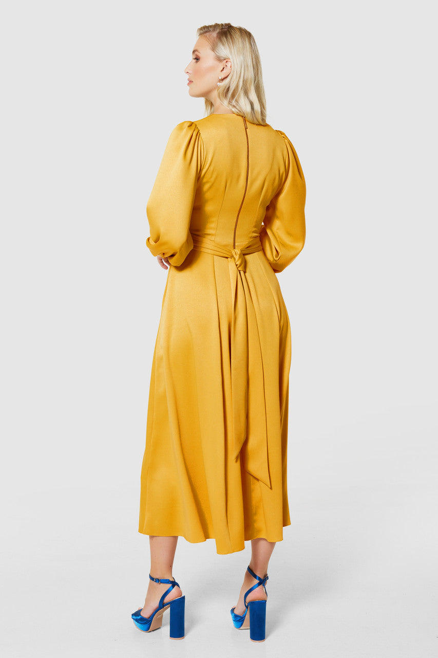 Earla Full Skirt Midi Dress (Yellow)