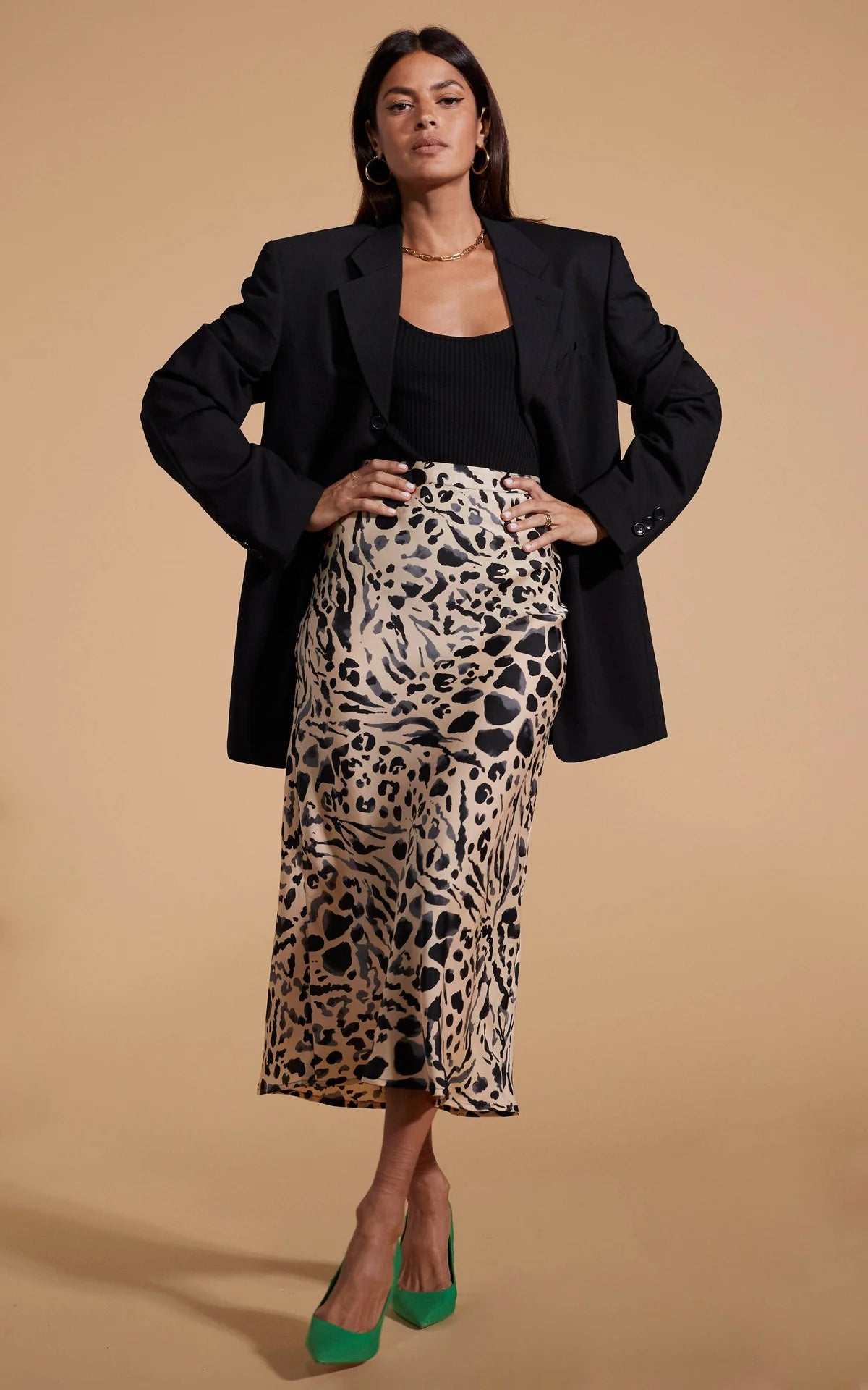 RENZO SKIRT (BUFF LEOPARD)
