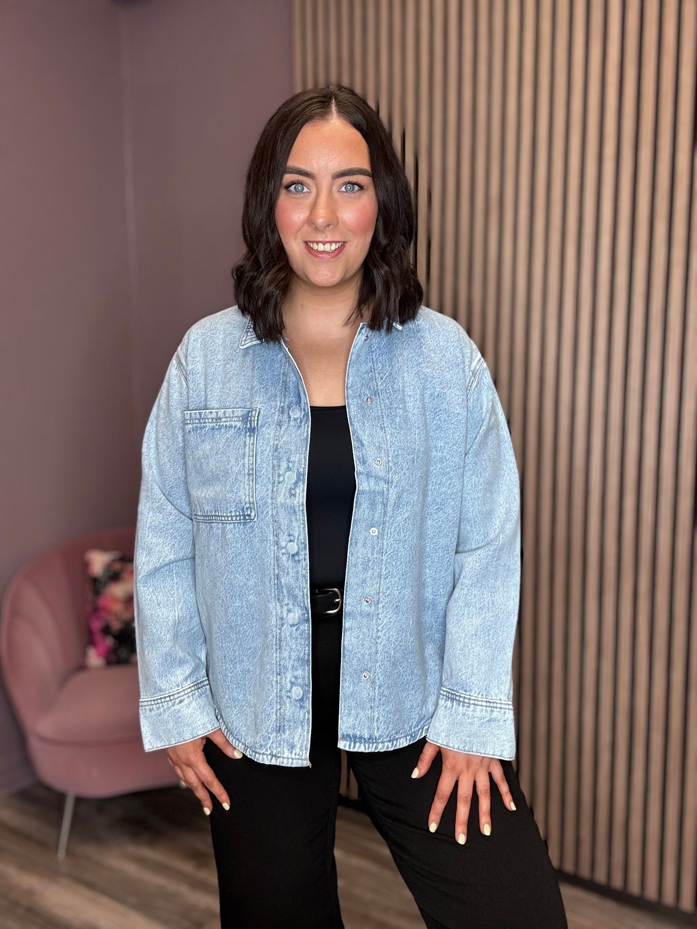 Josie Denim Shacket (Light Blue)