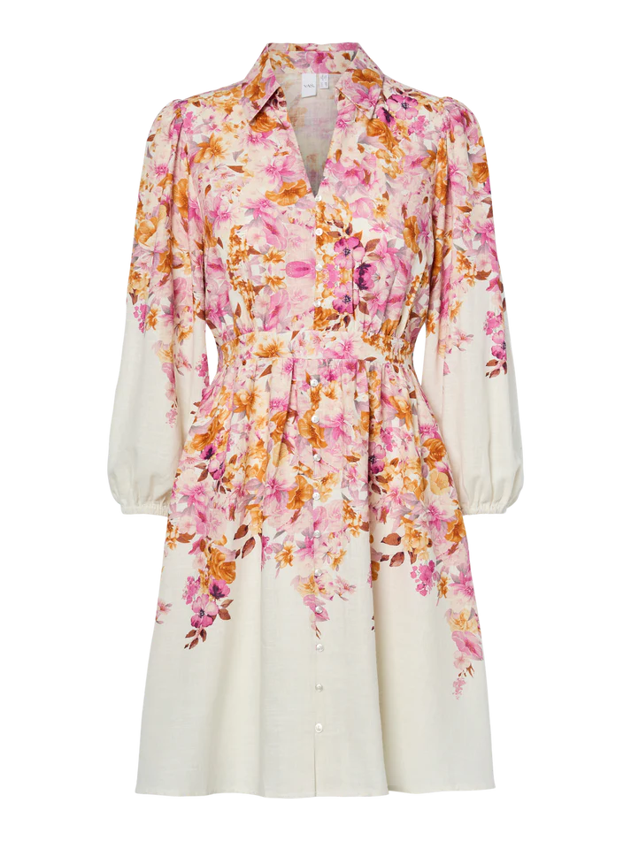 Cleo Long Sleeve Mini Dress (Birch/Cleo Print)