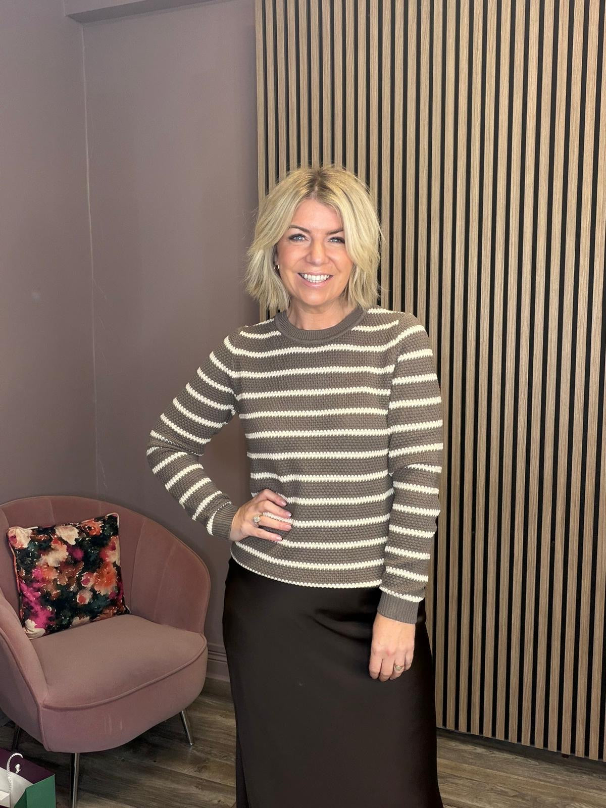 Dalo Stripe Jumper (Falcon/Sandshell)