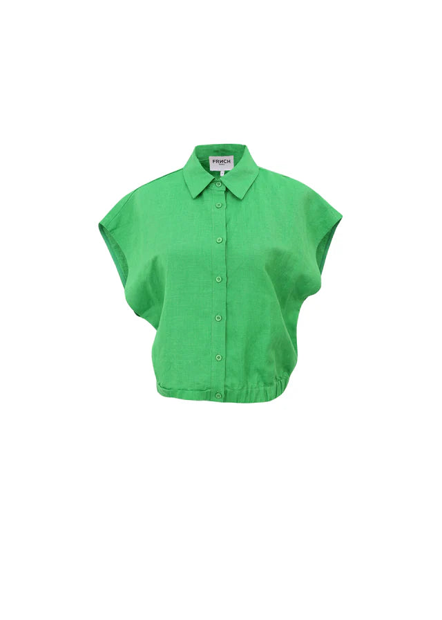 Elvan Sleeveless Shirt Top (Emerald Green)