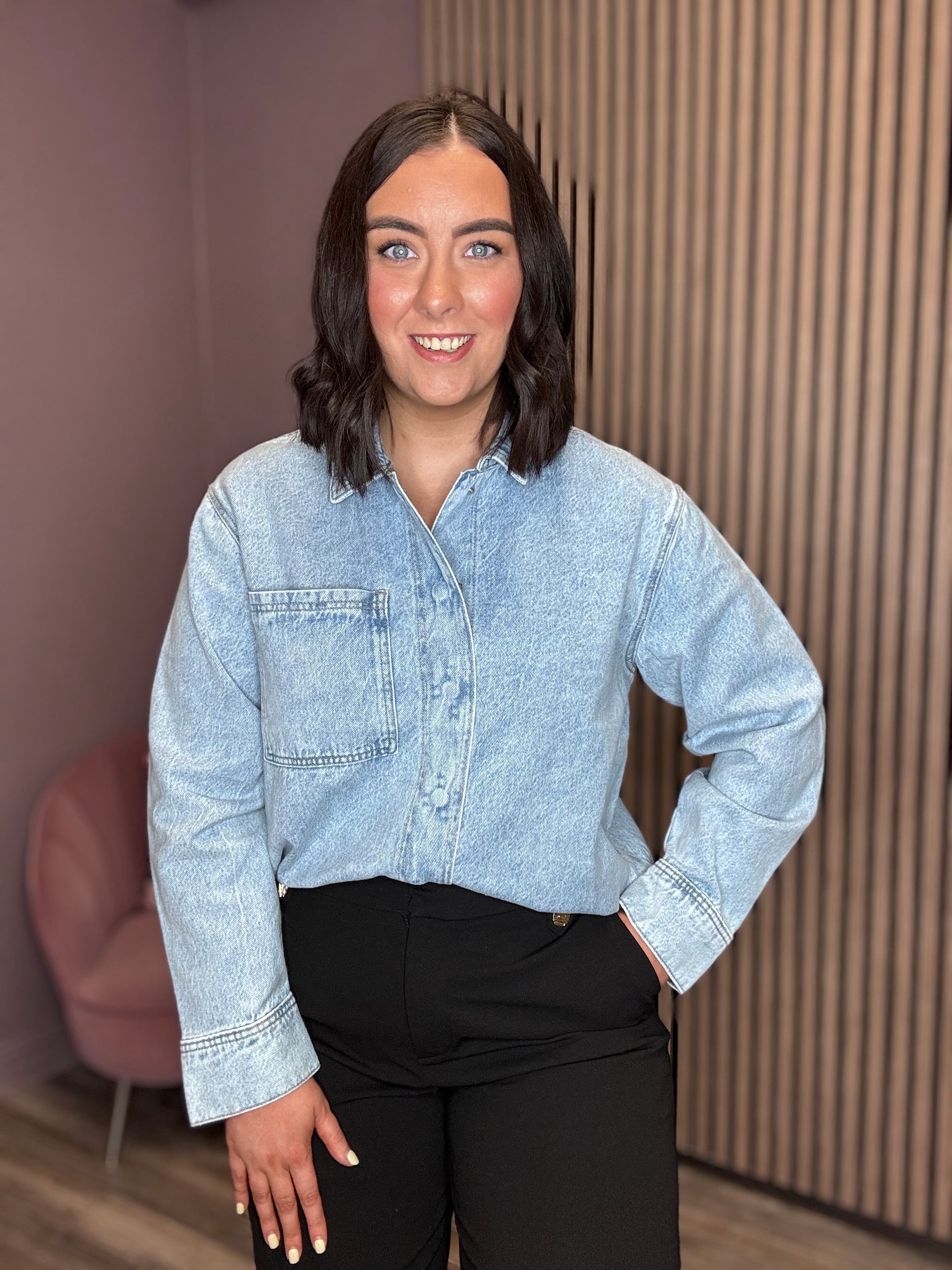 Josie Denim Shacket (Light Blue)