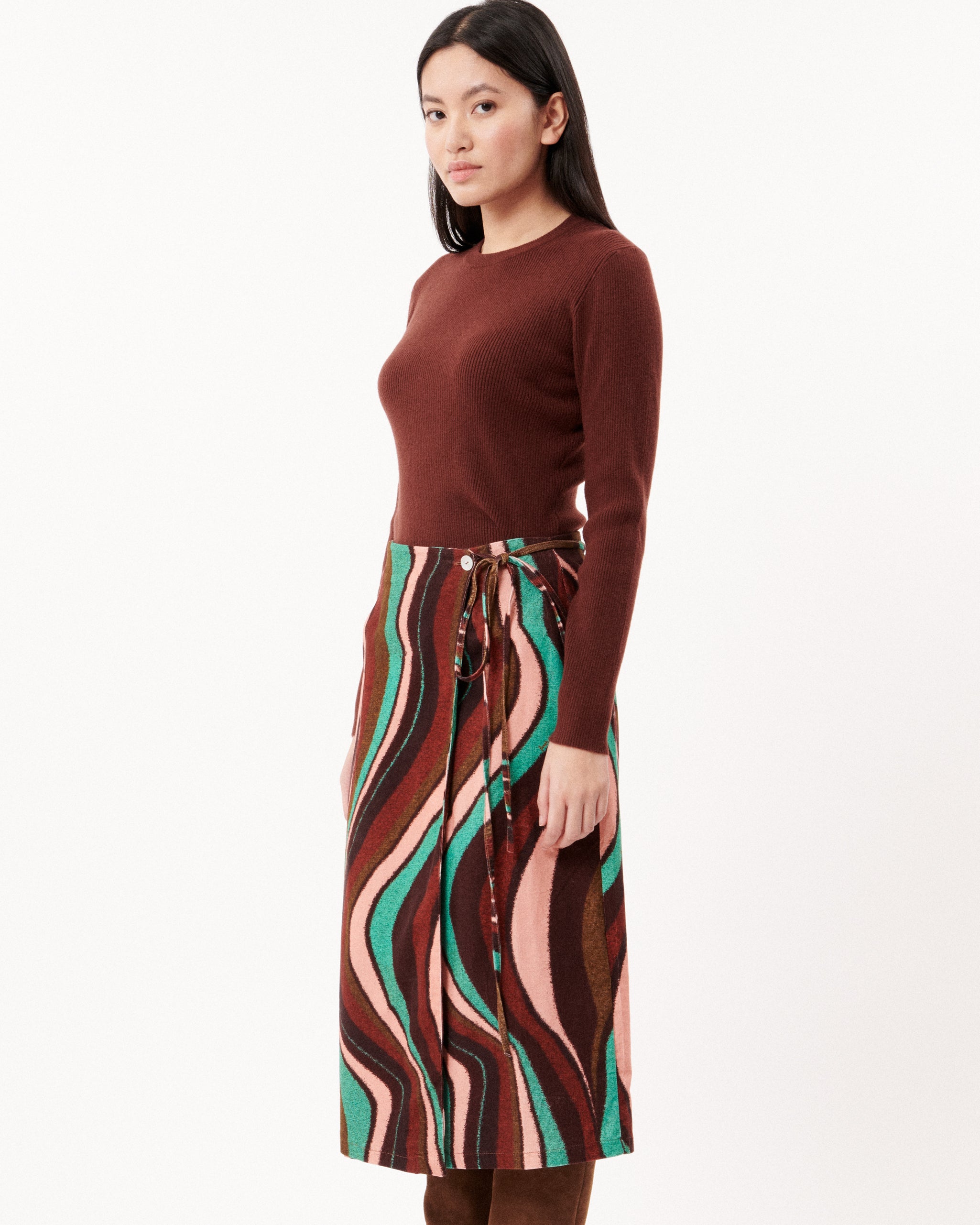 ELLA WRAP SKIRT (SAND/MULTI)