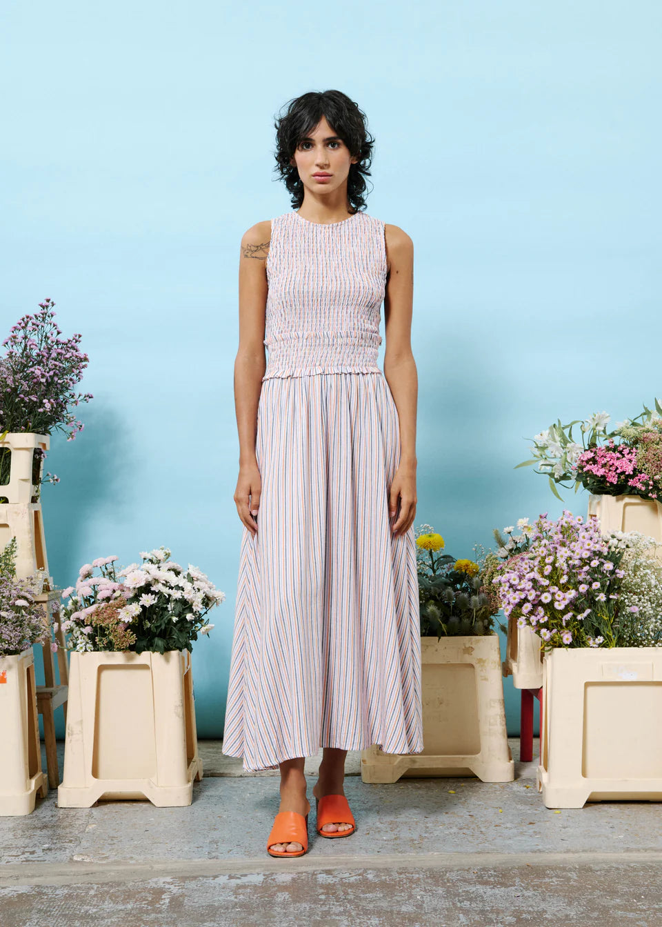 Alexiane Sleeveless Dress (Lilac/Orange)