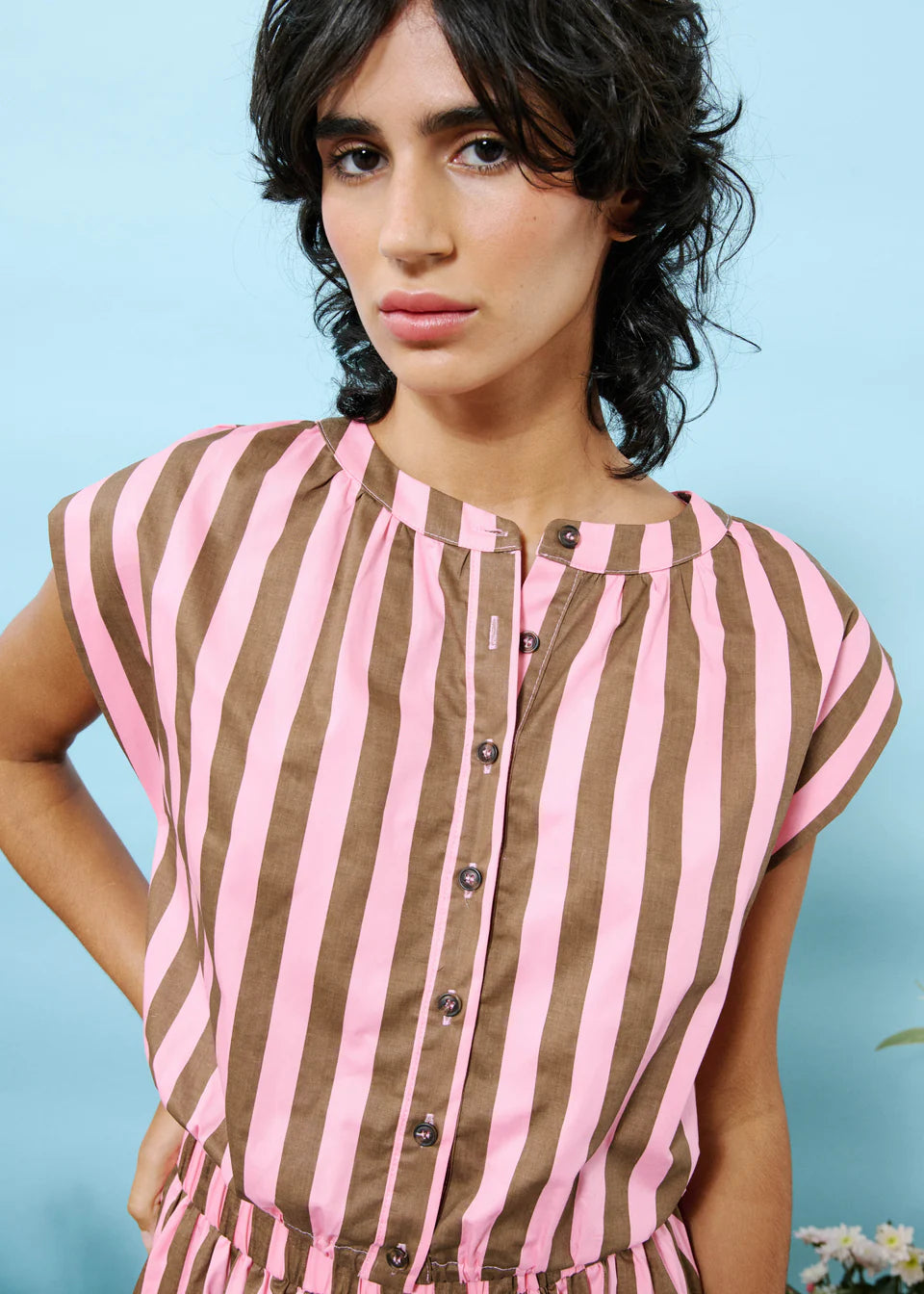 Ani Sleeveless Top (Pink/Brown)