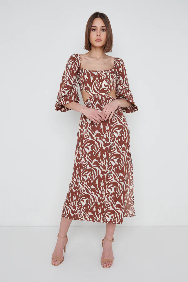 FION CUT OUT MIDAXI DRESS (ZEBRA ABSTRACT)