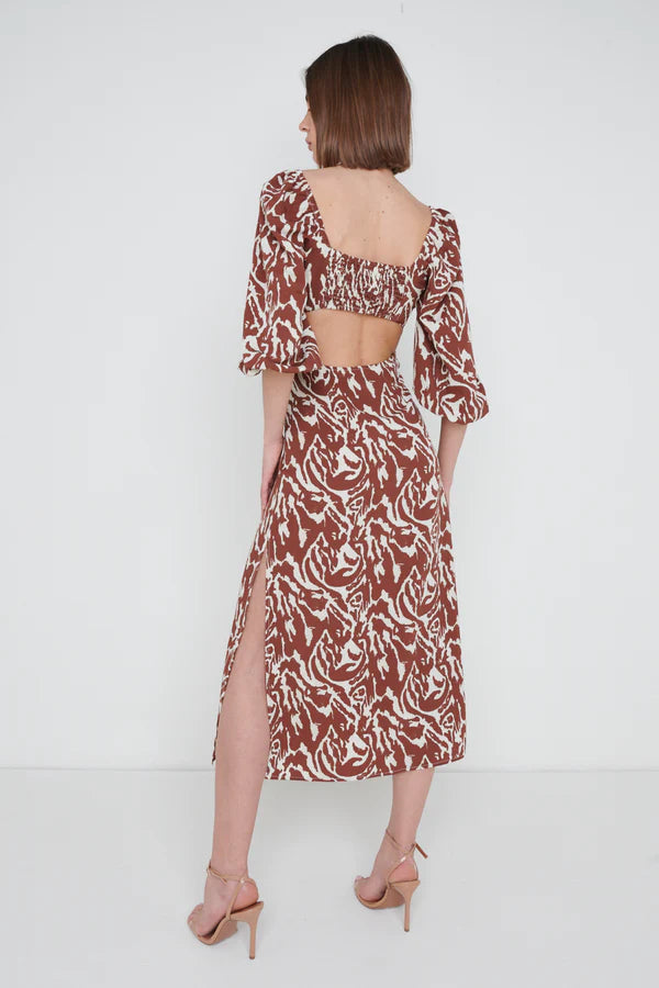 FION CUT OUT MIDAXI DRESS (ZEBRA ABSTRACT)