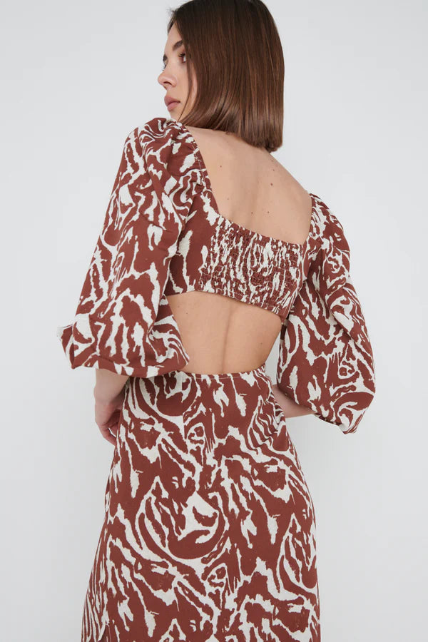 FION CUT OUT MIDAXI DRESS (ZEBRA ABSTRACT)