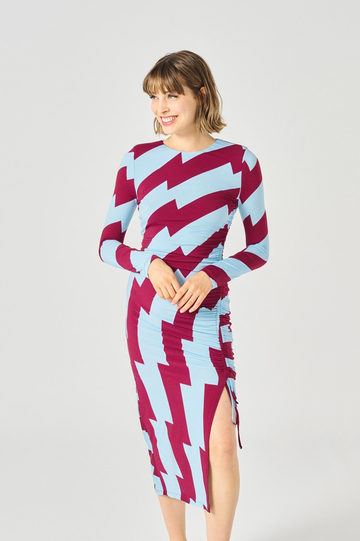 GARBO DRESS (BURGUNDY/BLUE) | Love Cherish | Dress GARBO DRESS (BURGUNDY/BLUE) | Love Cherish | Dress