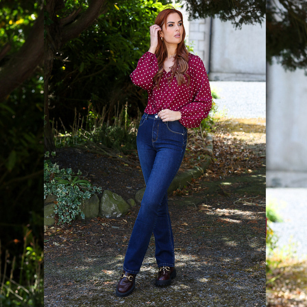 Georgia Straight Tummy Tuck Jeans Short Leg (Mid Blue)