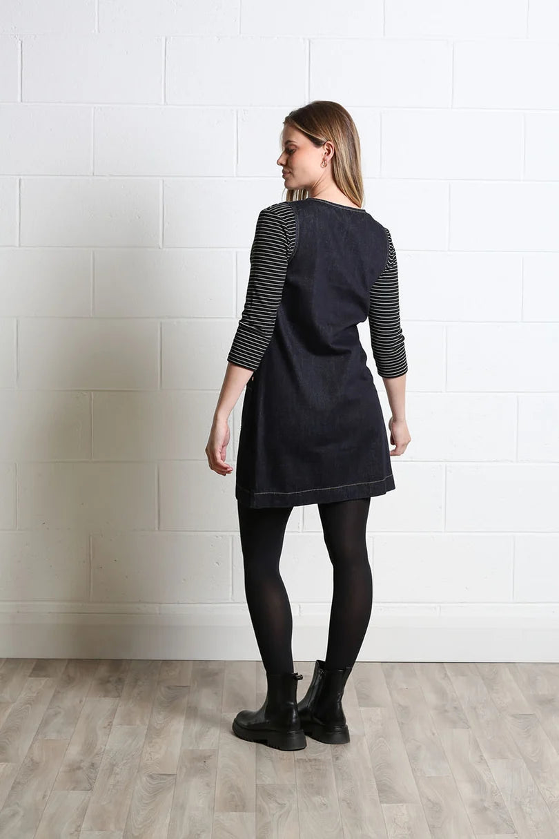 Helena Mini Denim Dress (Dark Indigo)