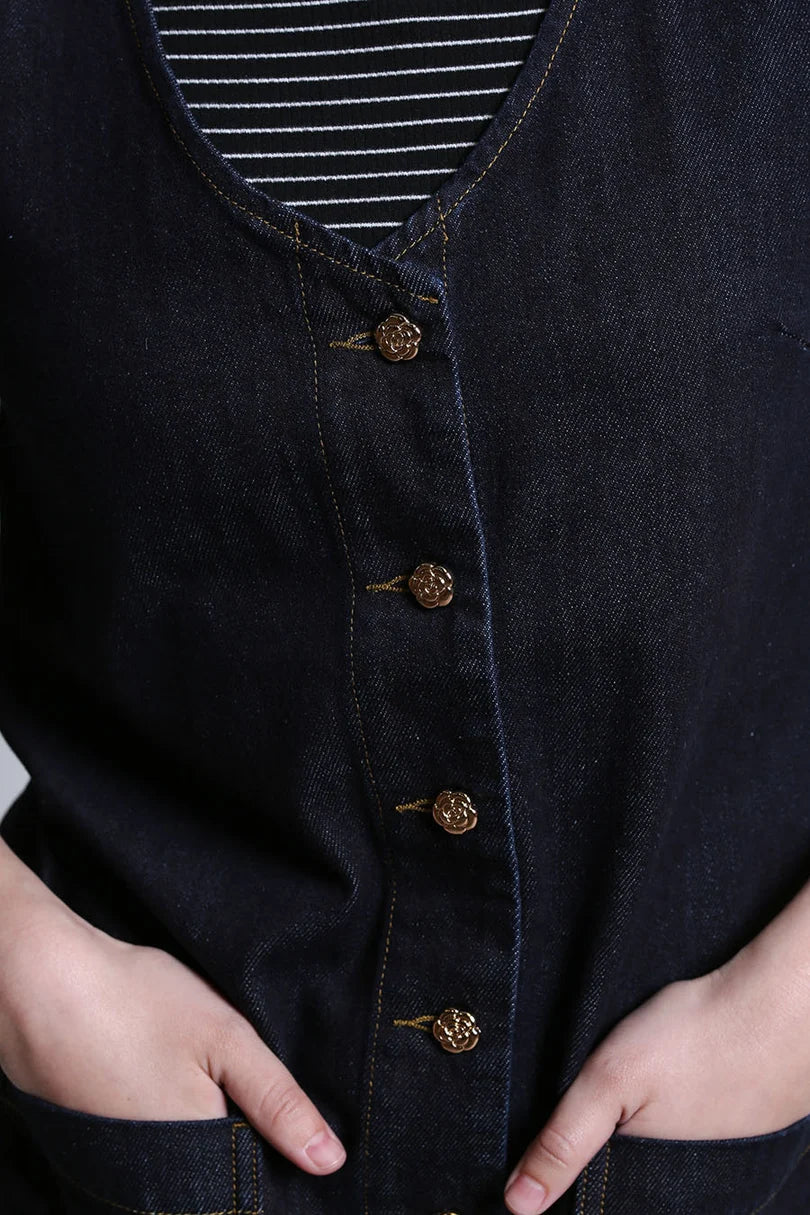 Helena Mini Denim Dress (Dark Indigo)
