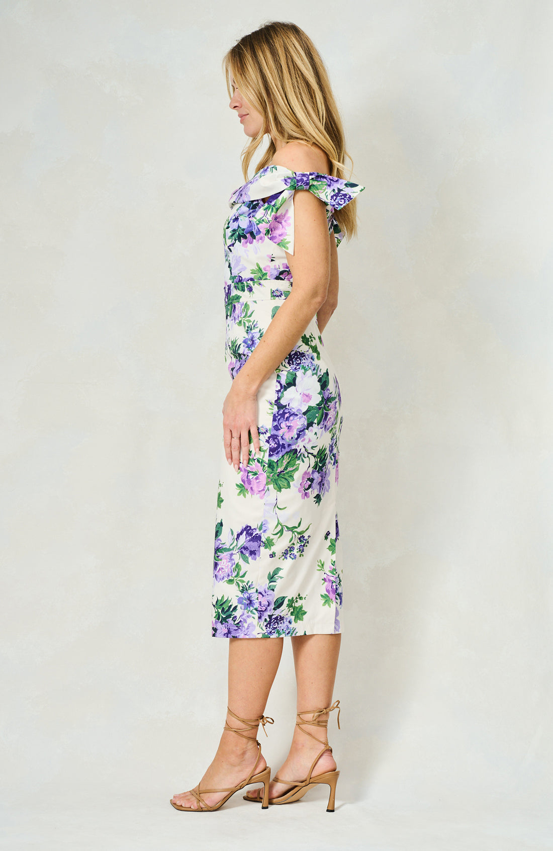The Suzette Off The Shoulder Midi Dress (Purple)