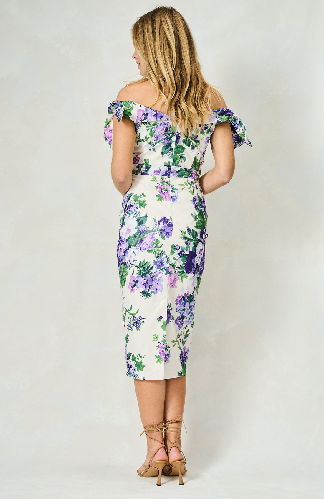 The Suzette Off The Shoulder Midi Dress (Purple)