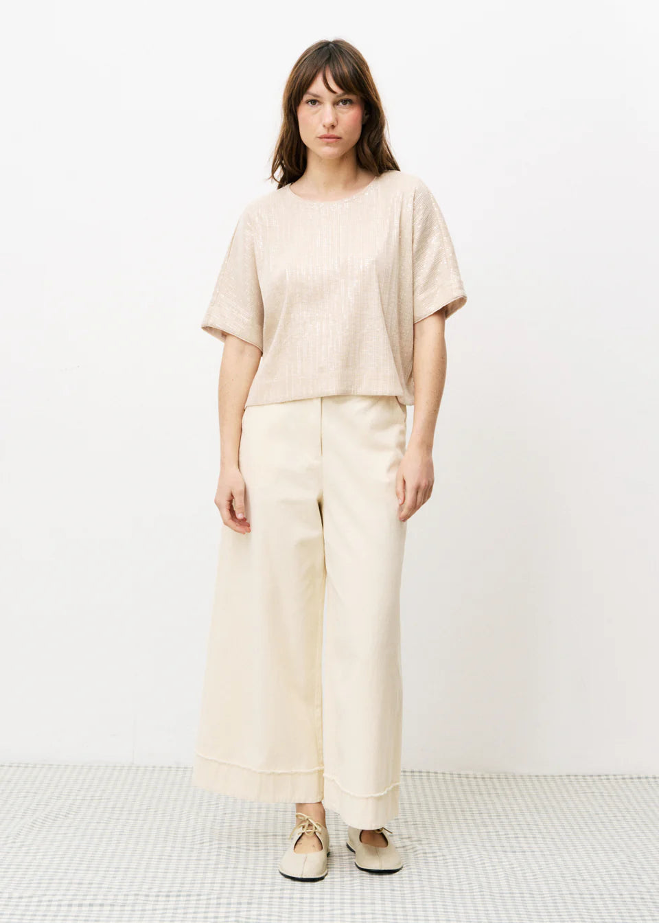Araceli Wide Leg Pants (Cream)