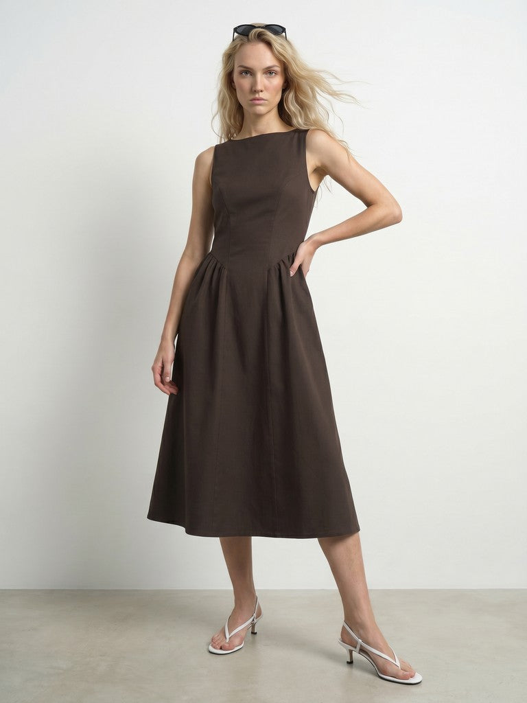 Ciara Midi Dress (Chocolate Brown) | Love Cherish