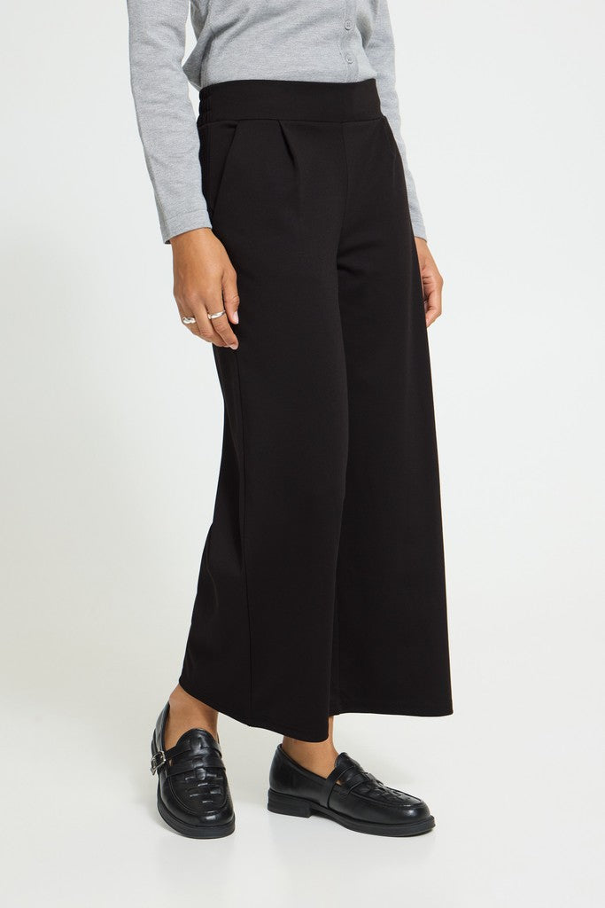 Kate Cropped Wide Leg Pants (Black)
