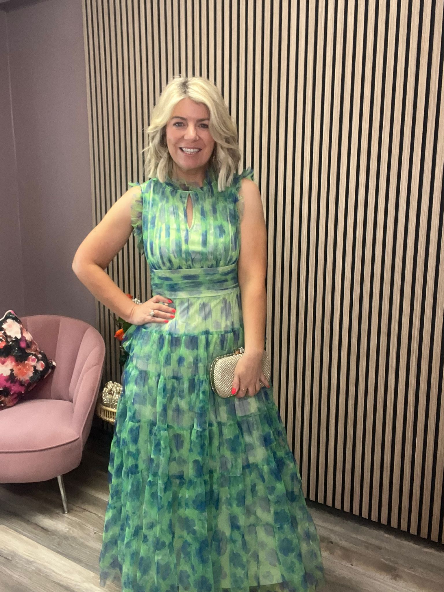 MERCURIO MAXI DRESS (GREEN/BLUE FLOWER)