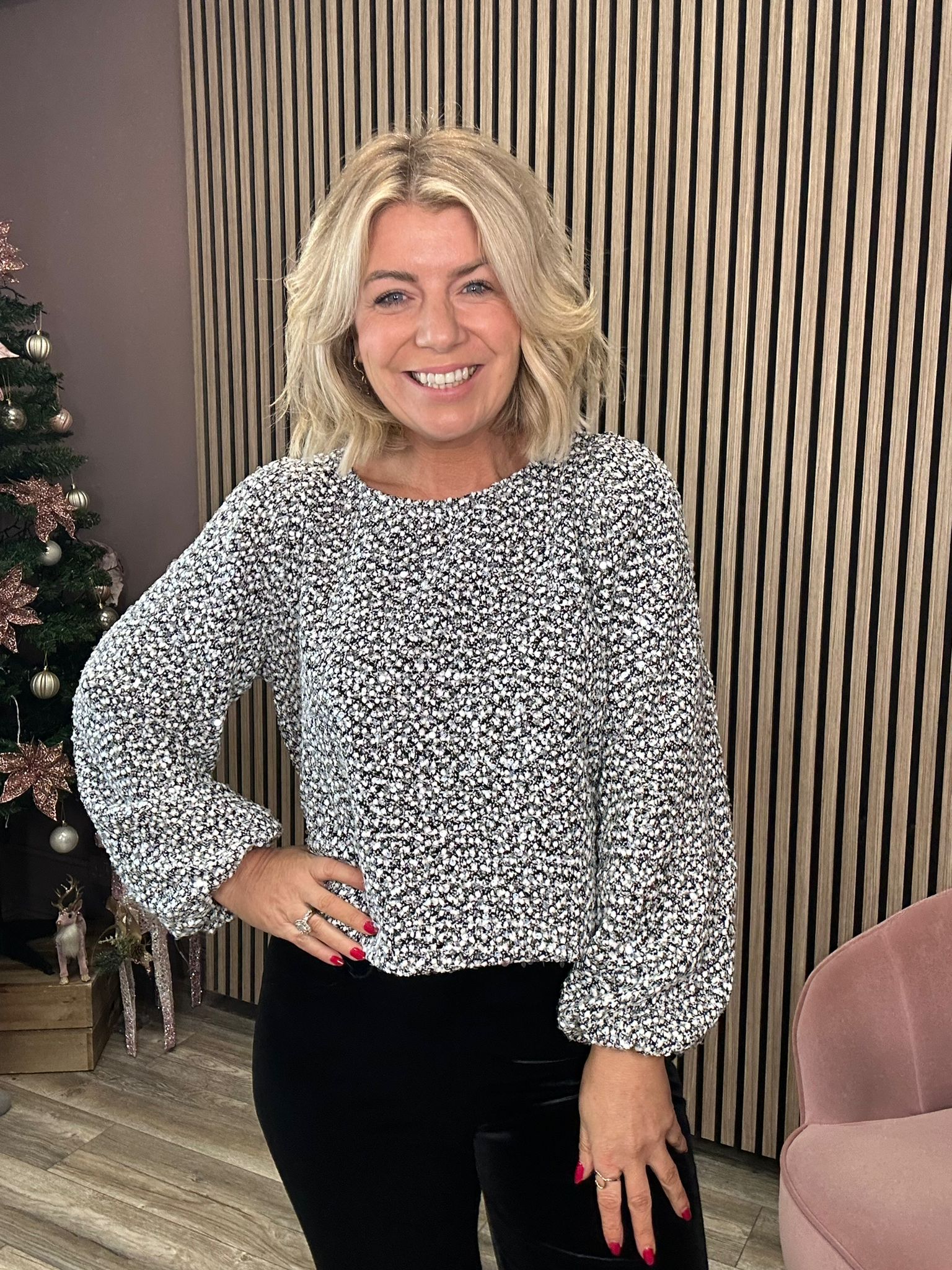 Lesley Sequin Detail Top (Black)