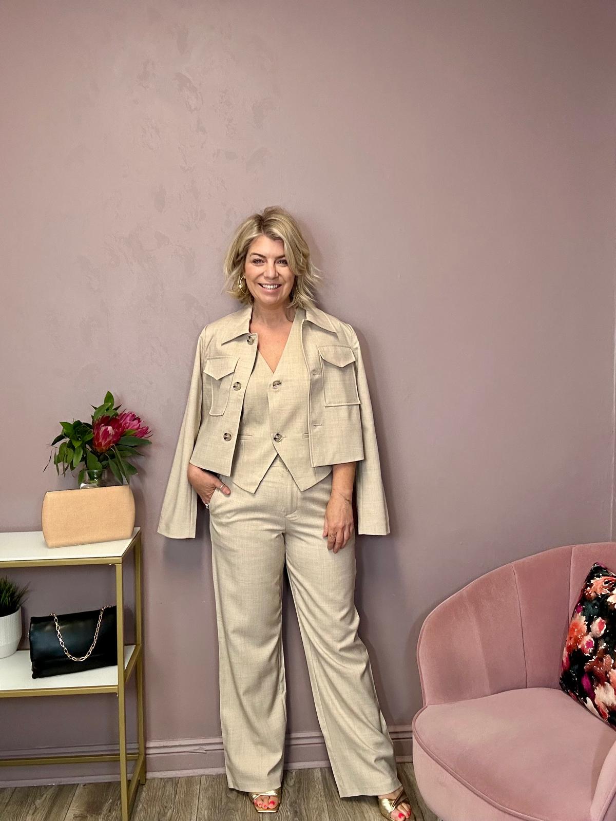 Rossa Wide Leg Pants (Super Light/Natural Melange)