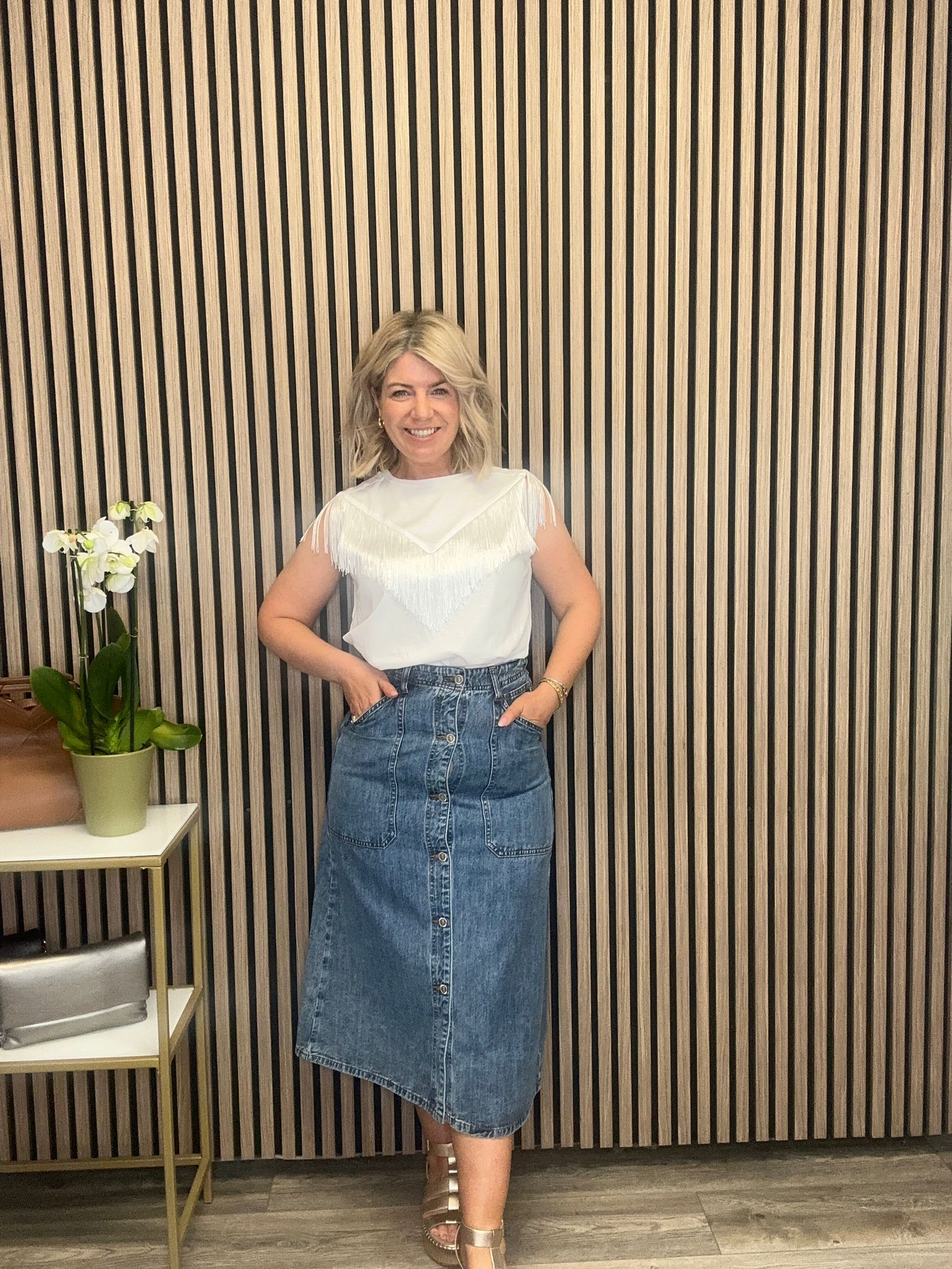 Catty Denim Skirt (Blue)