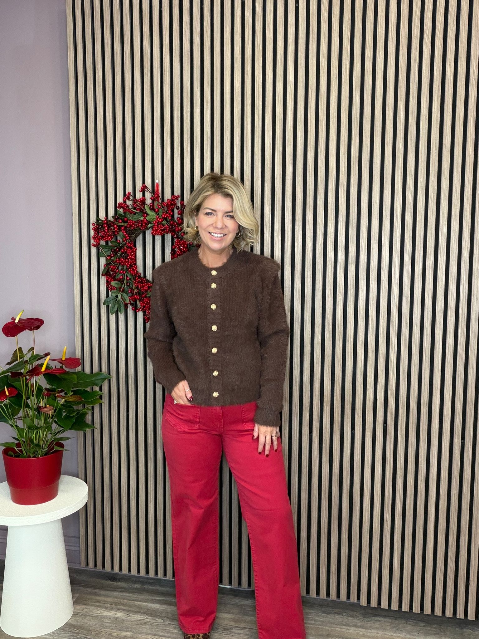 Michelle Knit Cardigan (Hot Fudge)