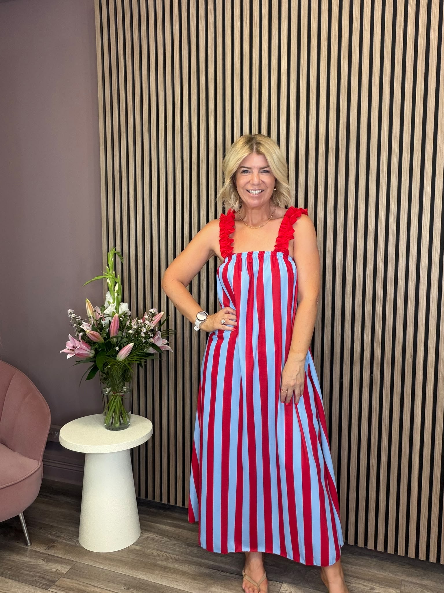 Gloria Maxi Dress (Red/Blue)
