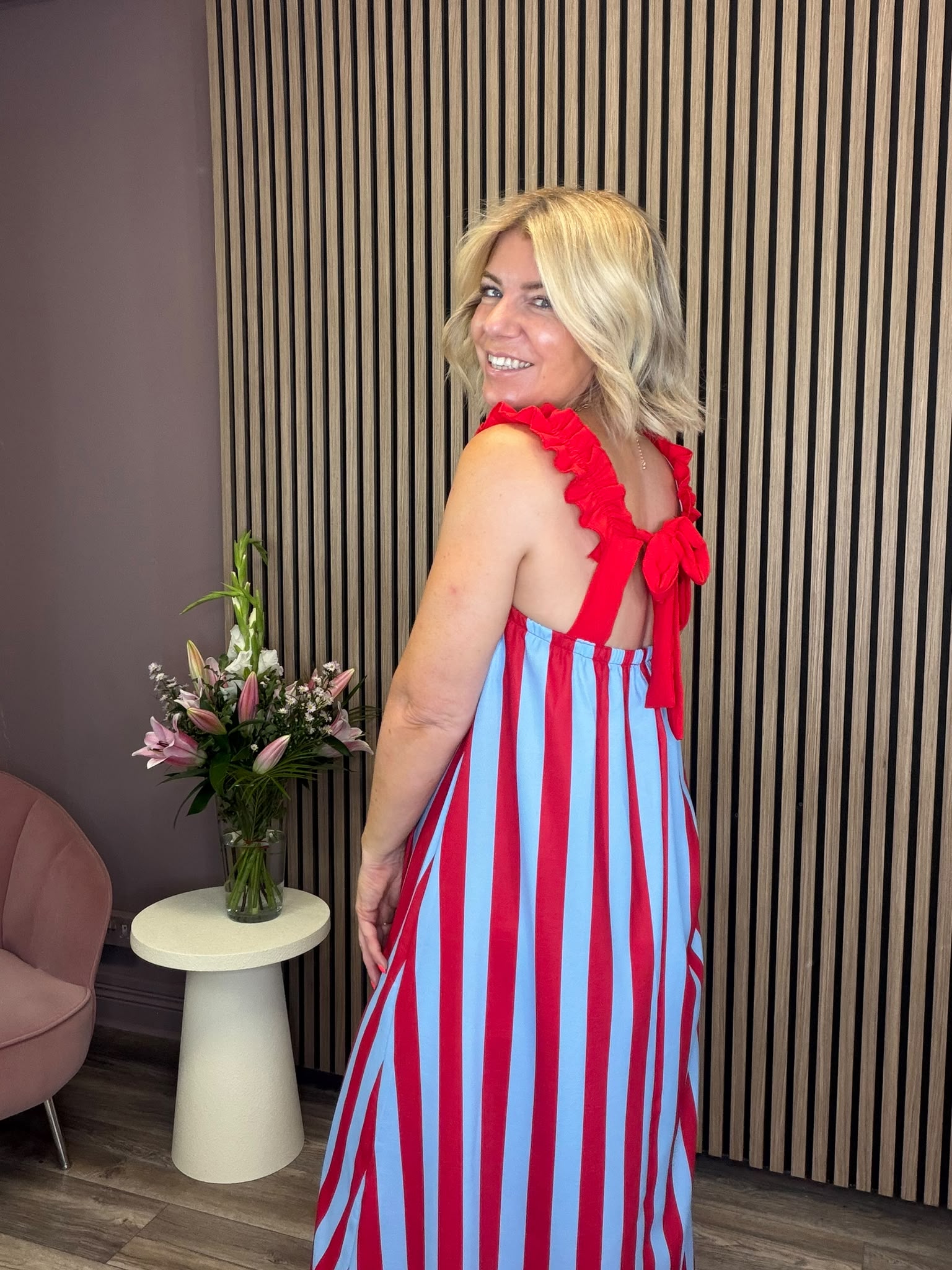 Gloria Maxi Dress (Red/Blue)