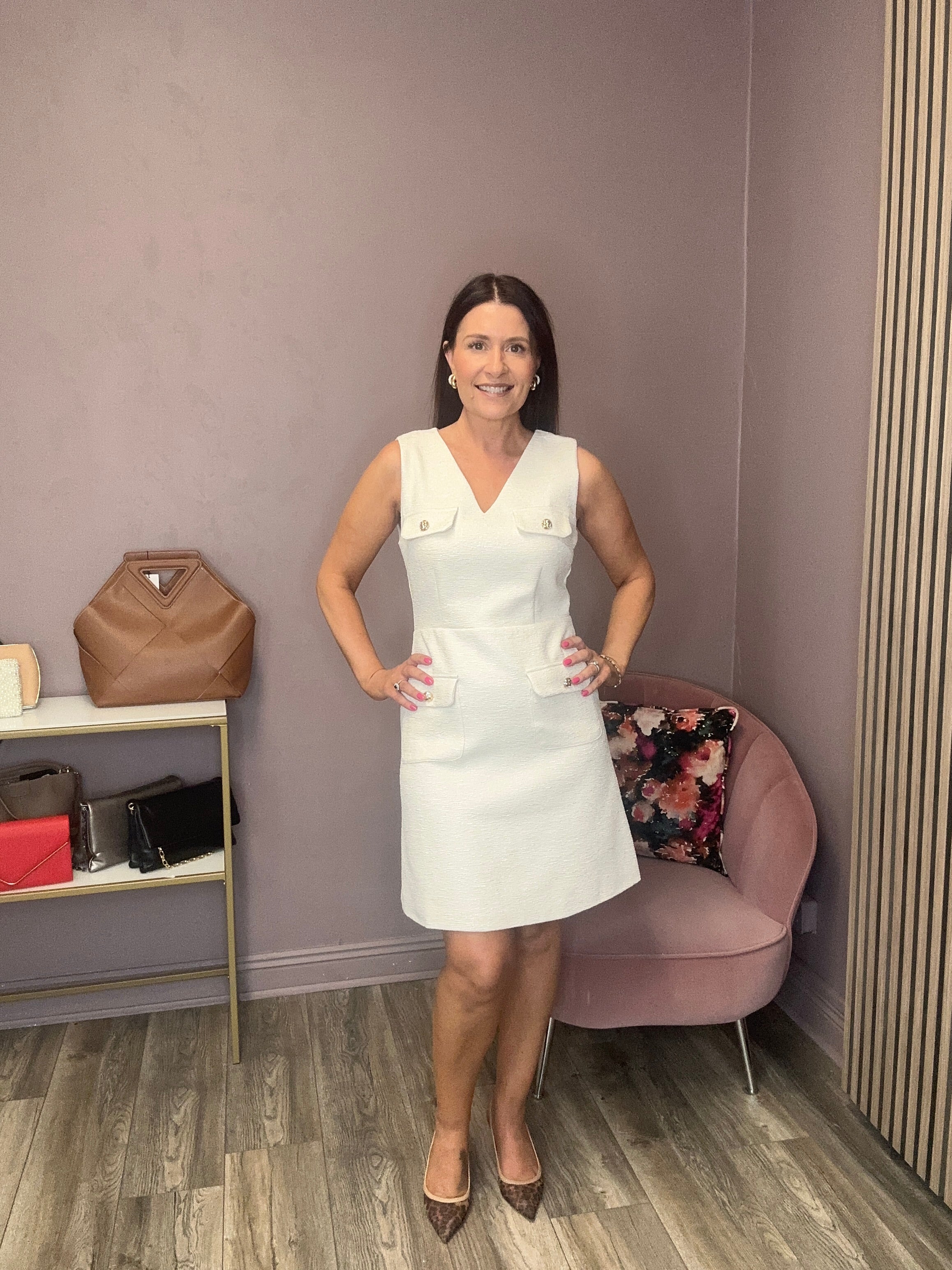 Jackie Sleeveless Mini Dress (Cream)