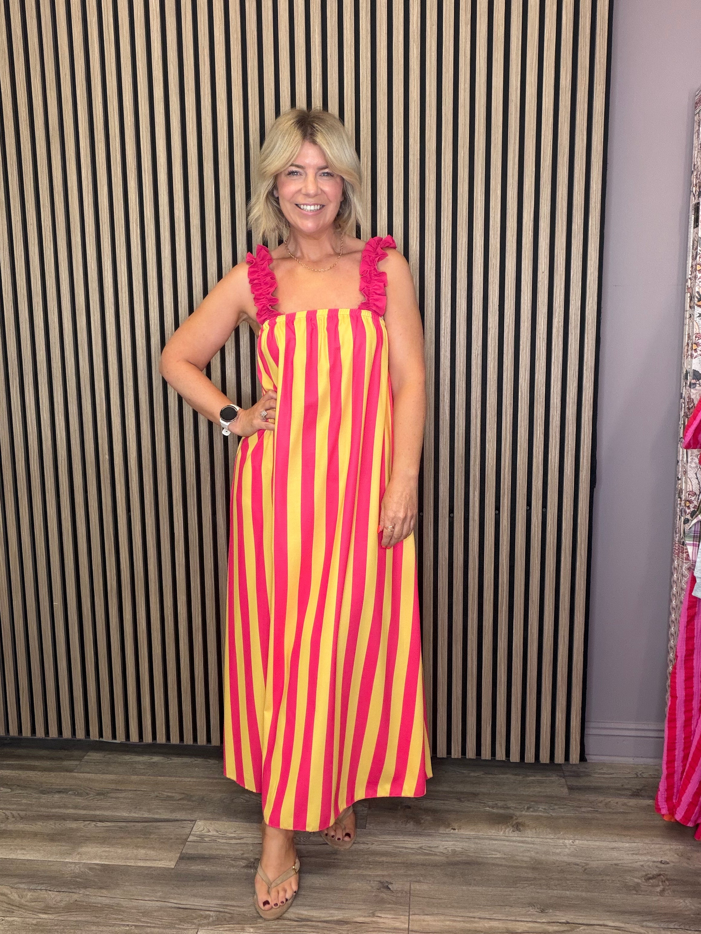 Gloria Maxi Dress (Pink/Yellow) | Love Cherish