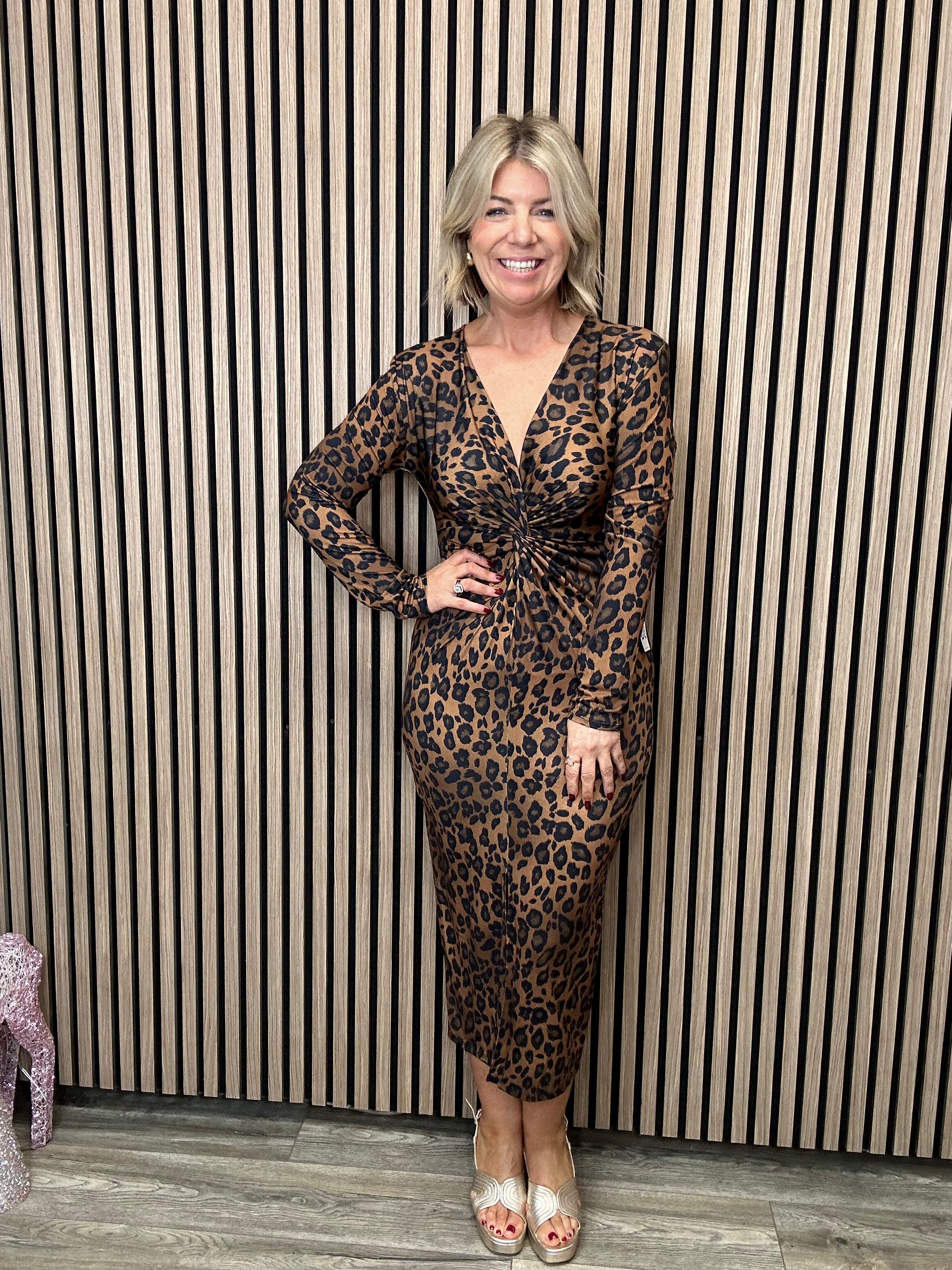 animal print holiday dress plus size spring autumn womens dress leopard print