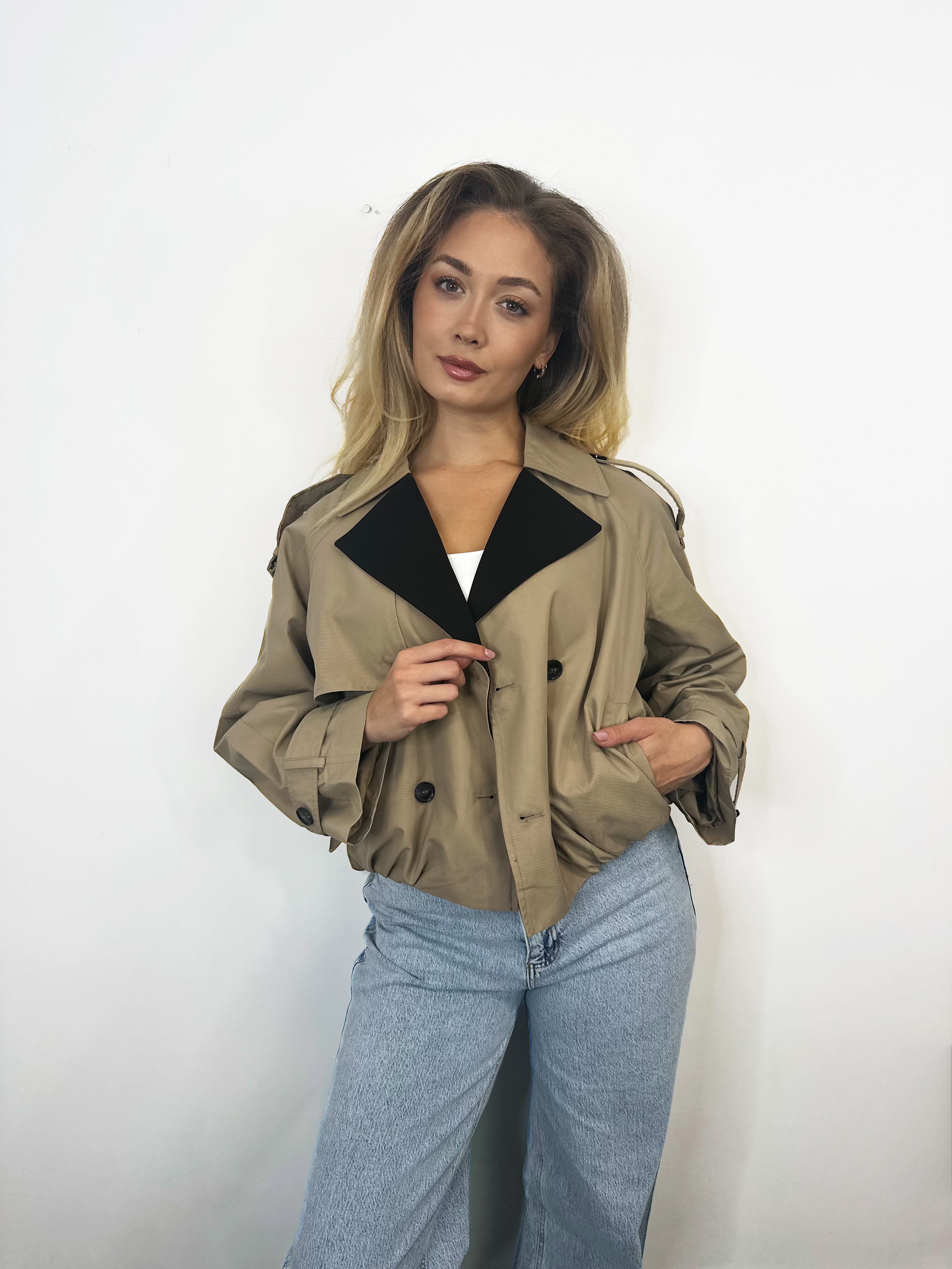 Elva Short Trench Jacket (Sepia Tint)