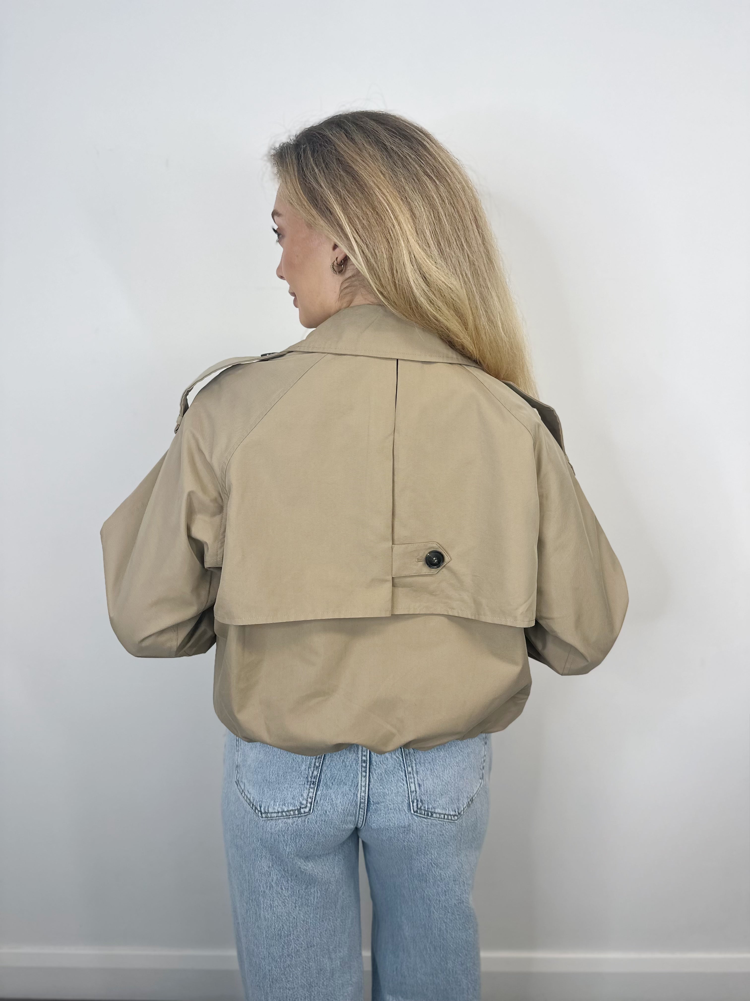 Elva Short Trench Jacket (Sepia Tint)