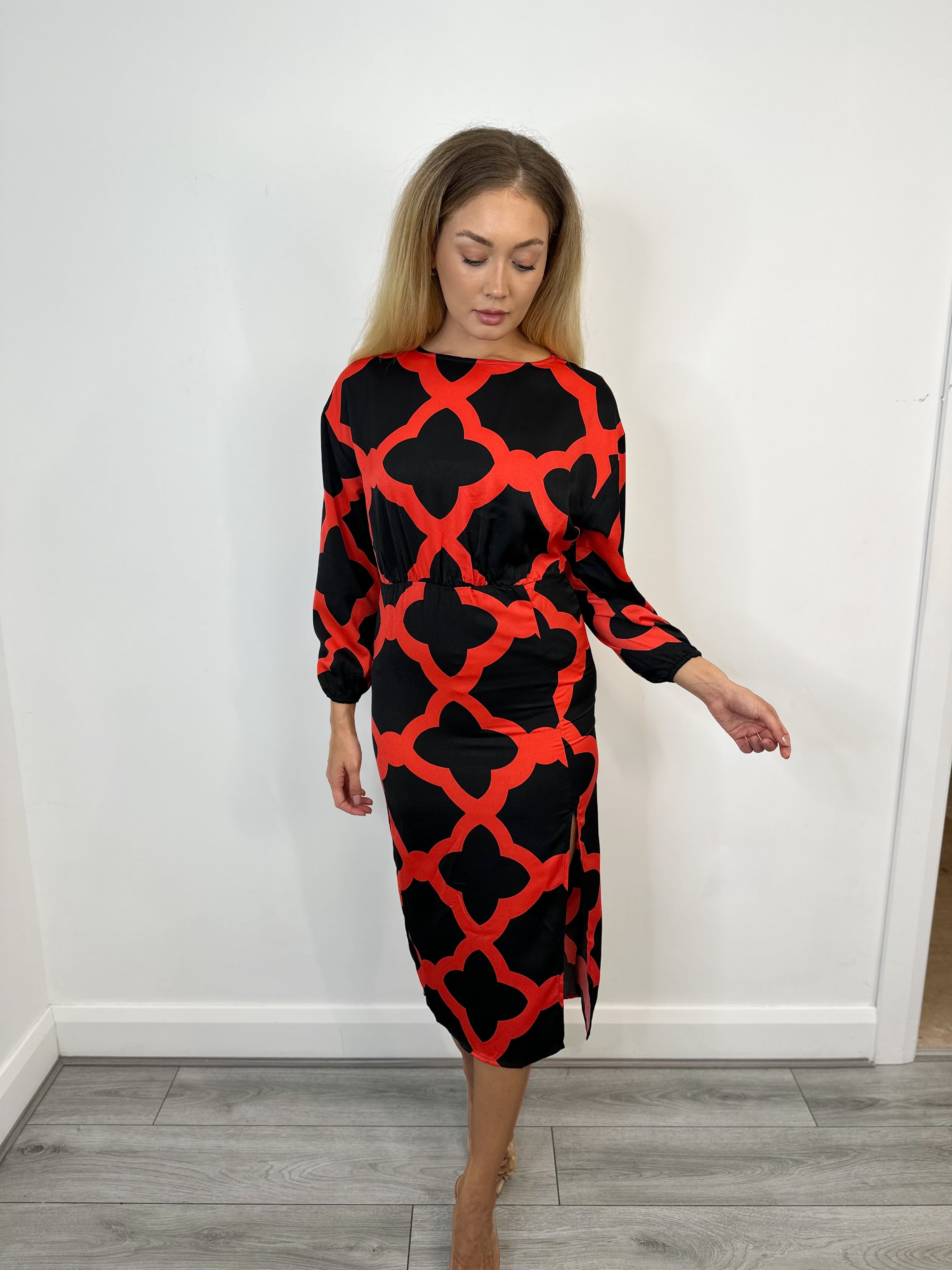 Ambra Midi Dress (Red/Black)